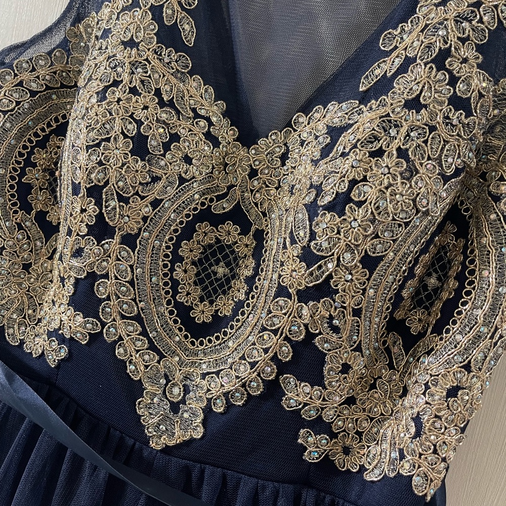 Gorgeous Long Navy/Gold Dress